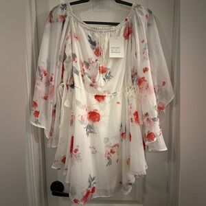 The Jetset Diaries Floral White and Red Dress